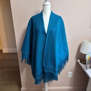 Blue Fringed Heavy Shawl